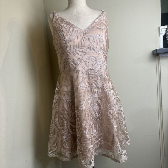 Speechless Juniors Shimmer Embroidered Lace Fit and Flare Dress Size 11 EUC - Picture 1 of 10
